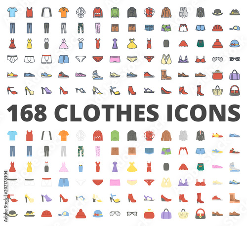 Clothes colored flat icon vector pack