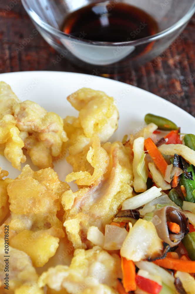 Tempura on white plate Tempura on white plate