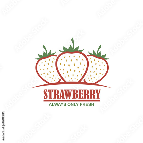 colorful emblem of strawberries on white background