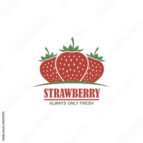 colorful emblem of strawberries on white background