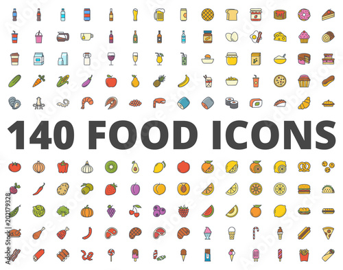 Food colored icon vector pack photo