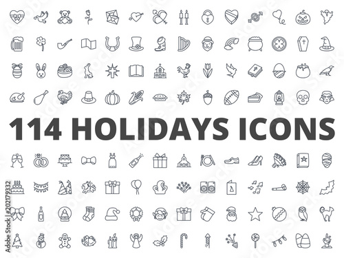 Holidays line icon vector pack