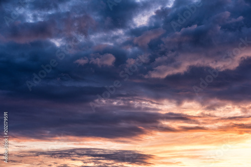 Beautiful evening dramatic sky at sunset