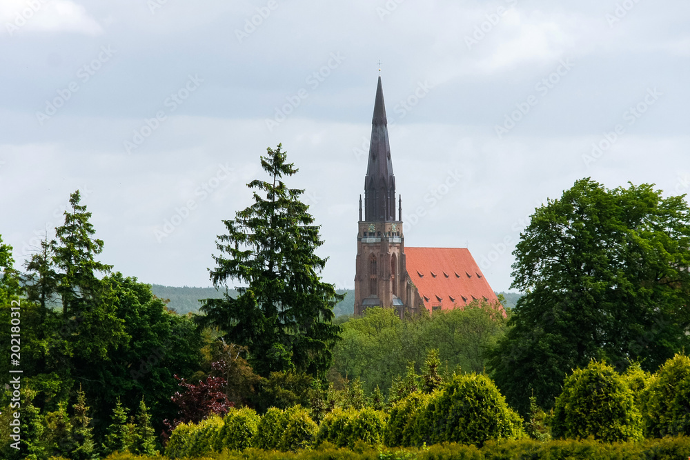 Old church building in town Chojna in western Poland - former Koenigsberg in Neumark, Germany.
