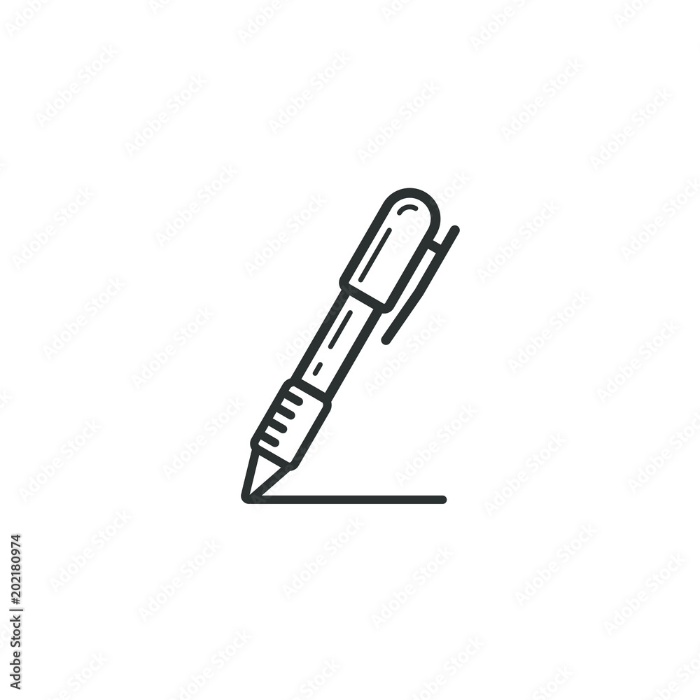 Fototapeta premium black and white frameless linear icon of the ink pen