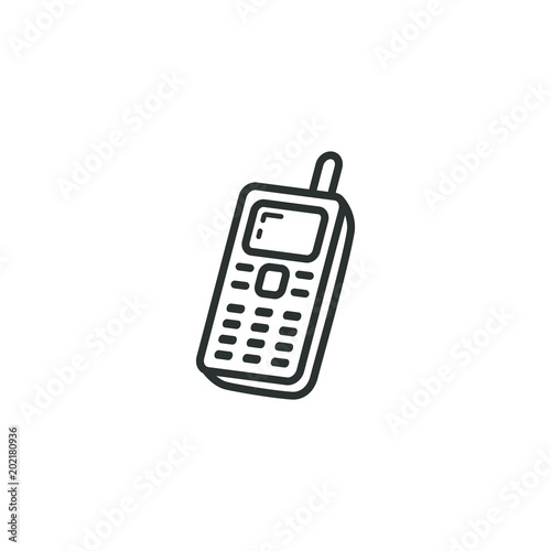 black and white frameless linear icon of mobile phone