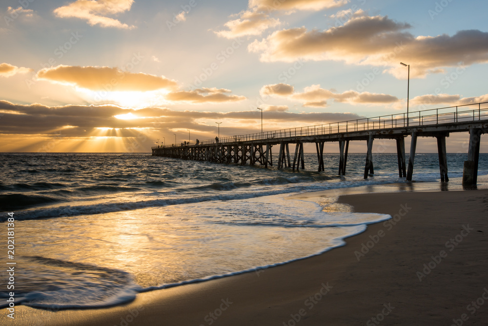 Sunset over the Jetty at Port Noarlunga South Australia Australia on the 25th February 2018