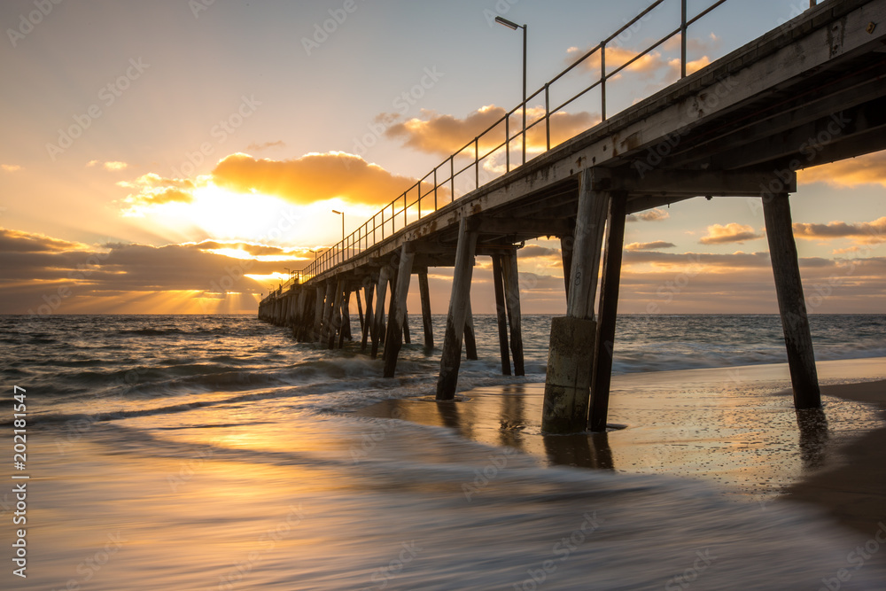 Sunset over the Jetty at Port Noarlunga South Australia Australia on the 25th February 2018