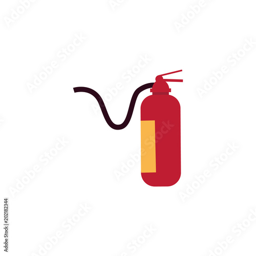 Red extinguisher - emergency equipment for extinguishing with spray isolated on white background. Flat vector illustration of element for firefighting and rescue servicing.