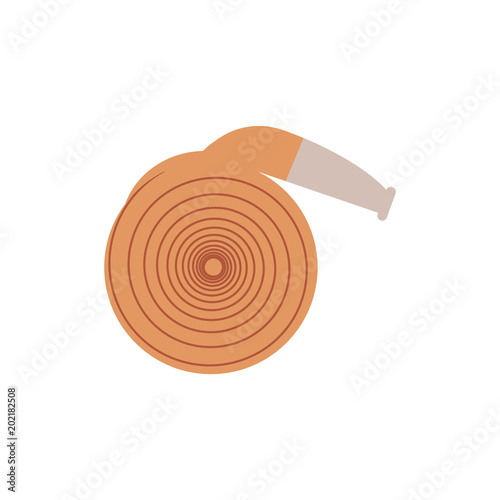 Rolled up fire hose - equipment for extinguishing with water isolated on white background. Flat vector illustration of element for firefighting and rescue service working.