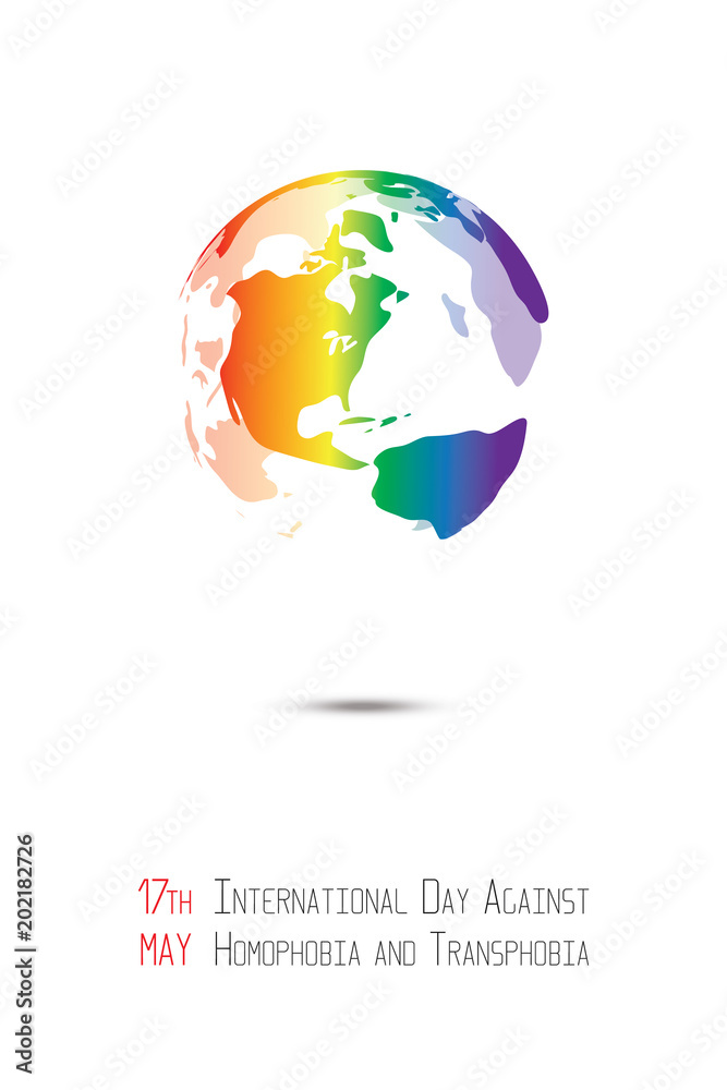 Stop homophobia. Earht in lgbt flag colors.
