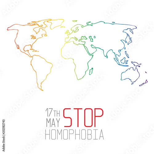 Stop homophobia. Earht in lgbt flag colors.