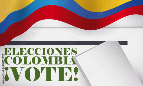 Box, Card and Flag Promoting to Vote for Colombia Elections, Vector Illustration