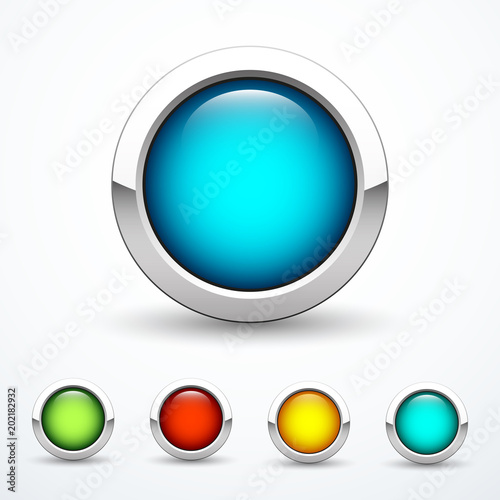 Set of round metal buttons. Vector illustration