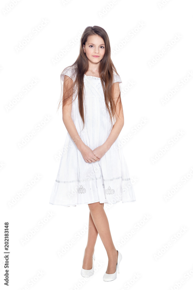  little girl in white dress