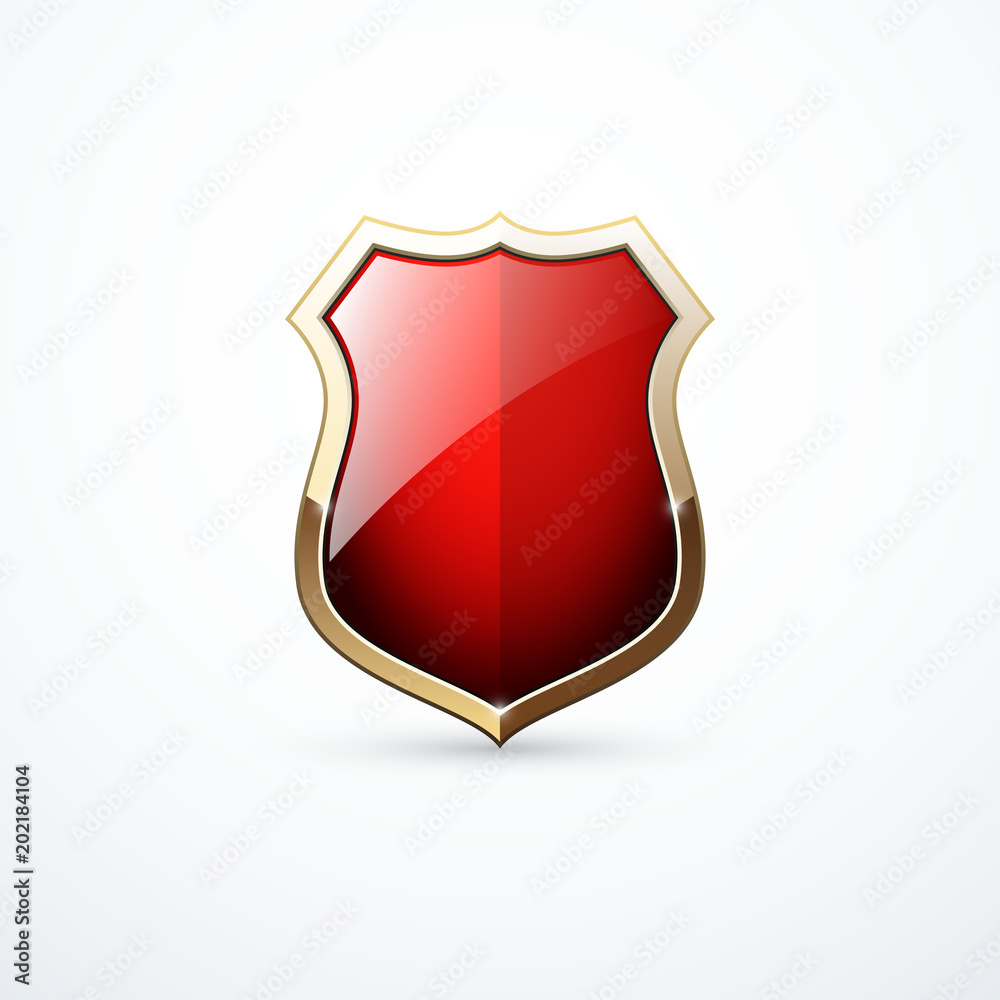 Gold and red shield icon. Vector illustration Stock-vektor Adobe Stock