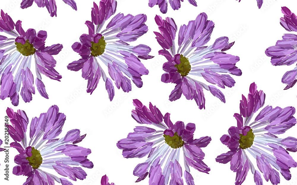 Garden flowers seamless pattern on white background. Botanical illustration hand drawn. Vector floral design for fashion prints, scrapbook, wrapping paper Garden flowers seamless pattern on white background. Botanical illustration hand drawn. Vector floral design for fashion prints, scrapbook, wrapping paper