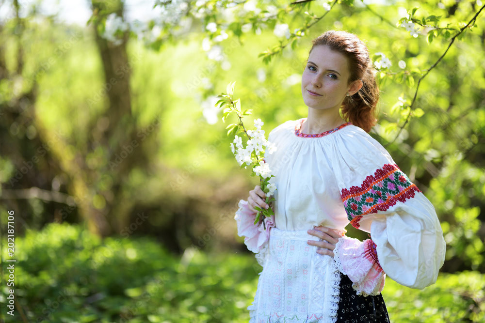 Young beautiful slovak woman in traditional costume Young beautiful slovak woman in traditional costume