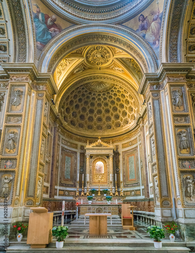 Main altar in the Church of Santa Maria in Aquiro, in Rome, Italy.