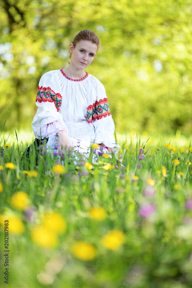 Young beautiful slovak woman in traditional costume Young beautiful slovak woman in traditional costume