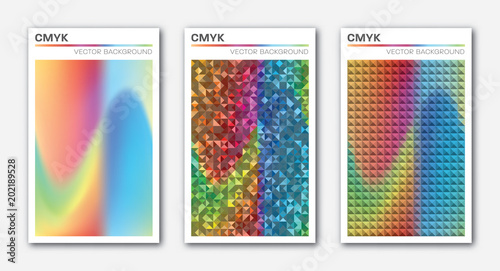 Set of abstract colorful vector backgrounds, templates; CMYK, ready for printing. Good for business cards, brochures, posters, etc., and for WEB design.
