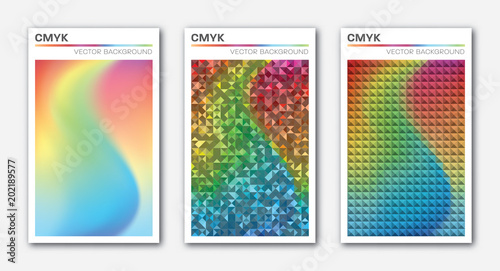 Set of abstract colorful vector backgrounds, templates; CMYK, ready for printing. Good for business cards, brochures, posters, etc., and for WEB design.