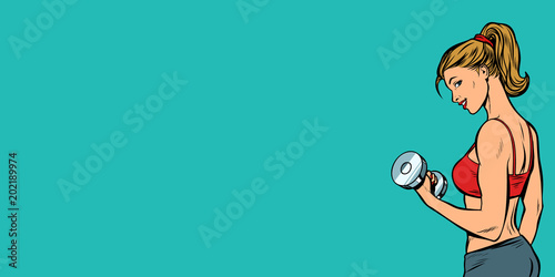 sportive woman with dumbbells