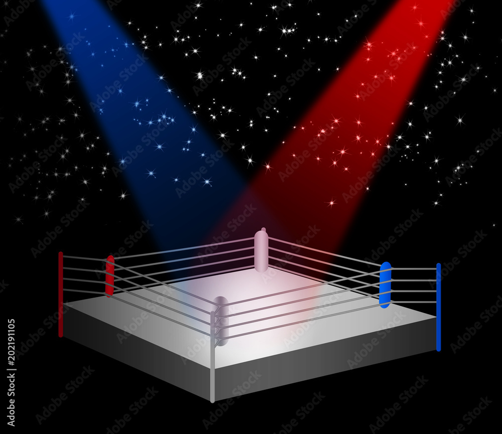 Boxing wrestling ring with stadium light illustration on white isolated  background Stock Illustration | Adobe Stock