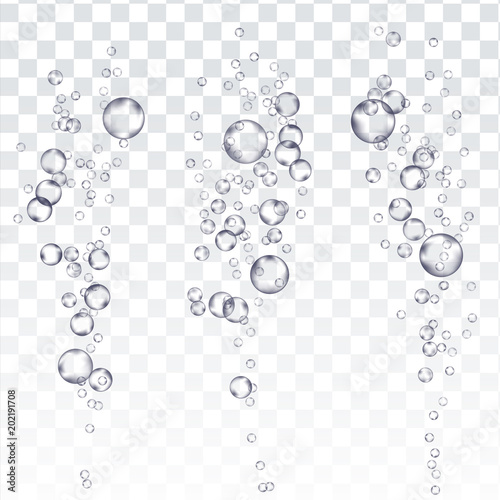 Underwater Bubbles Vector. Fizzy Aqua Sparkles In Water, Undersea. Effervescent Medicine. Transparent Realistic Isolated Illustration