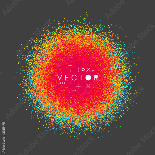 Chaotic particles in empty space. Dynamic background. Vector illustartion.