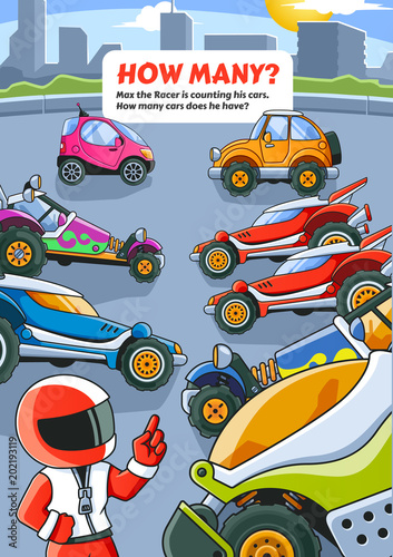 Counting Game. Max the Racer is Counting His Cars.