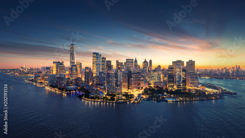 Tela New York City panorama skyline at sunrise