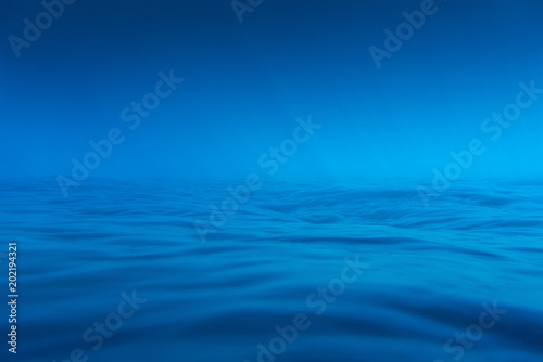 Underwater sea photo. Soft blue background image.