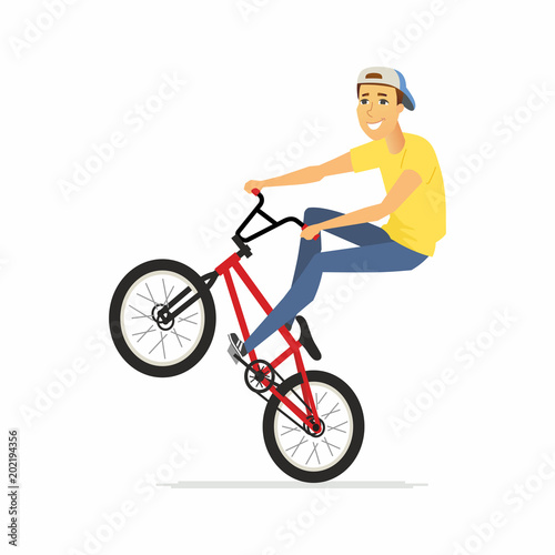 BMX rider - cartoon people character isolated illustration