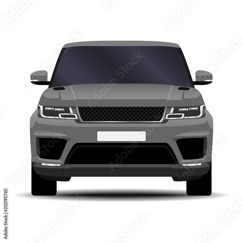 realistic SUV car. front view