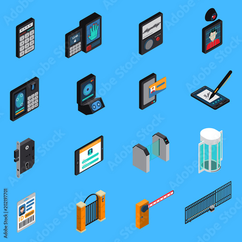 Access Identification Isometric Icons