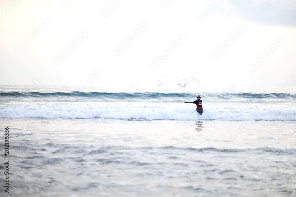 Naklejka premium Fisherman in Bali