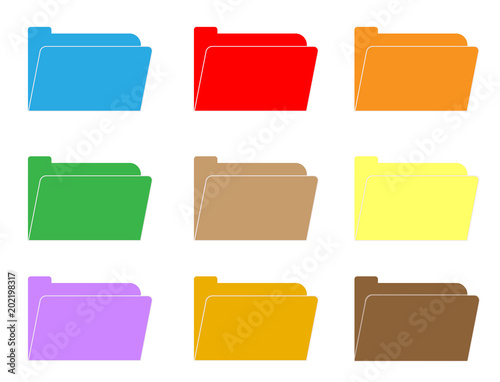 computer folder icon on white background. folder sign. flat style. colorful folder icon set.