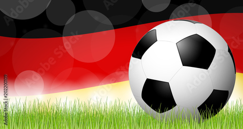 soccer ball in front of german flag