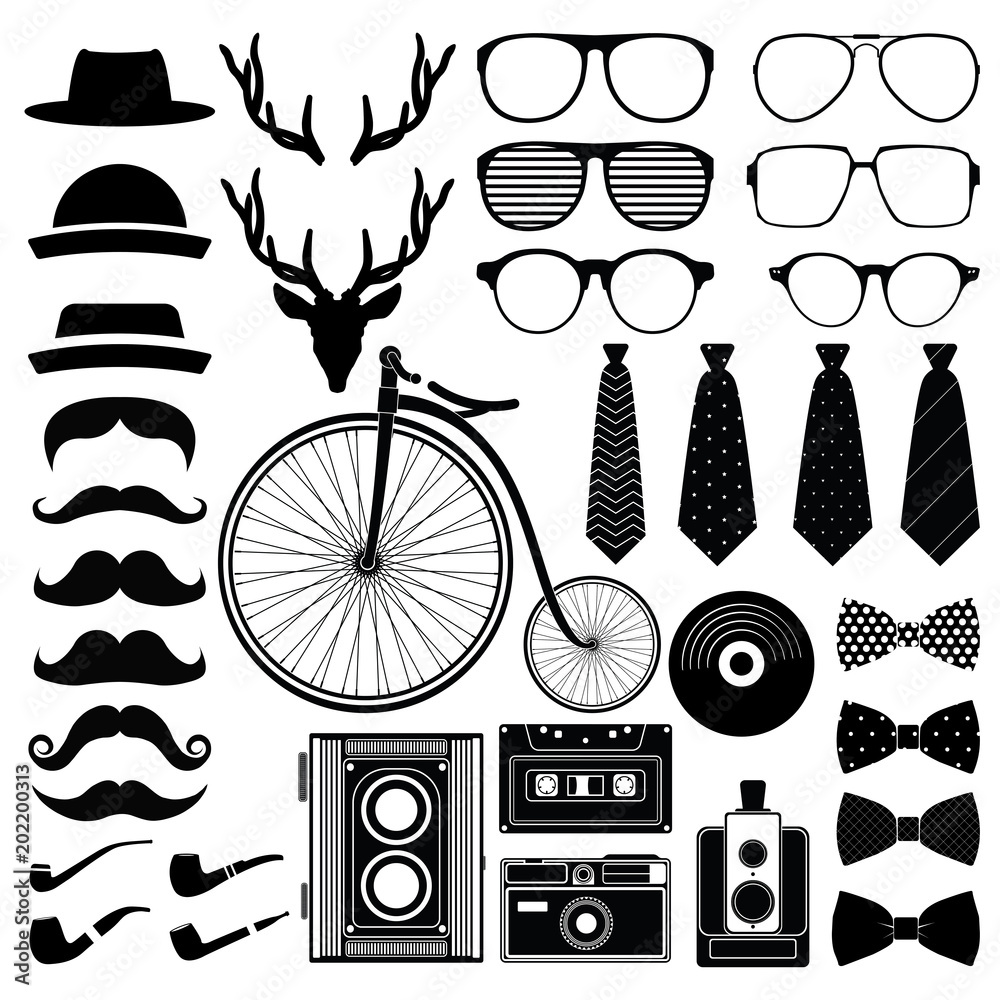 Obraz premium Hipster style set 2 . Vector illustration