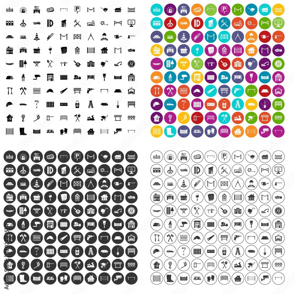 100 fence icons set vector in 4 variant for any web design isolated on white