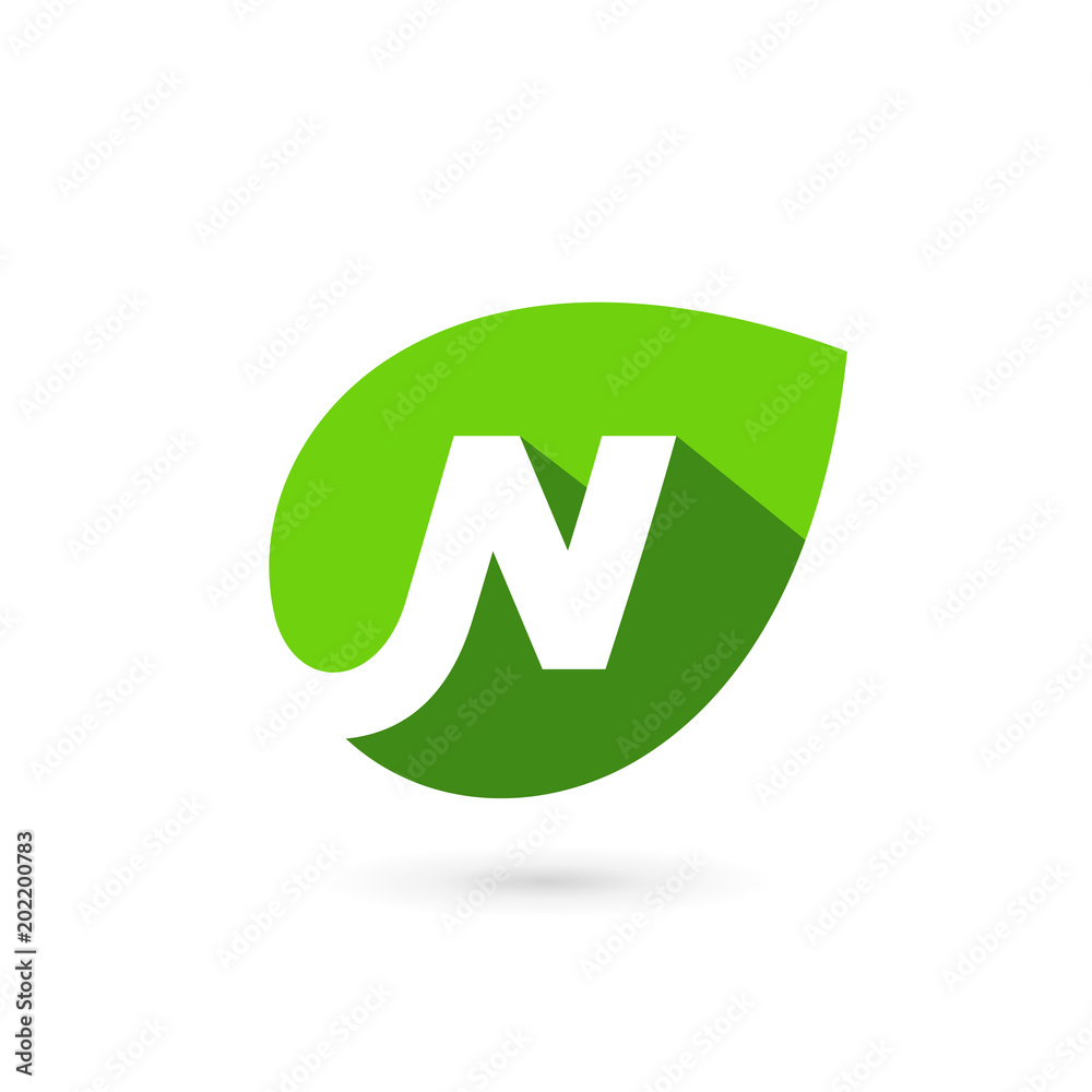 Letter N eco leaves logo icon design template elements