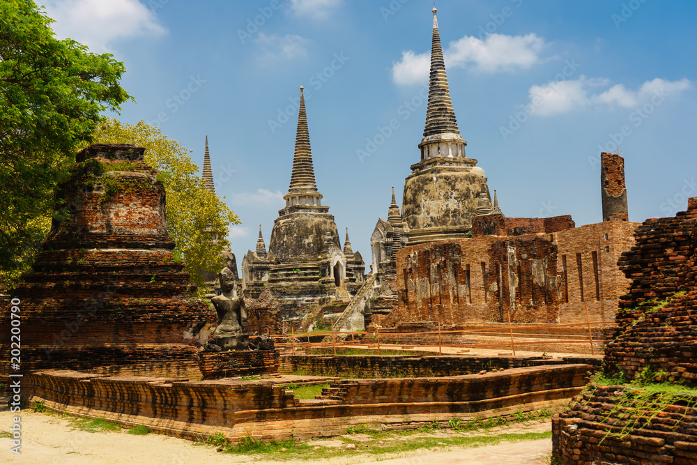 Fototapeta premium Buddha statue the temple of ayutthaya is gorgeous and beautiful.