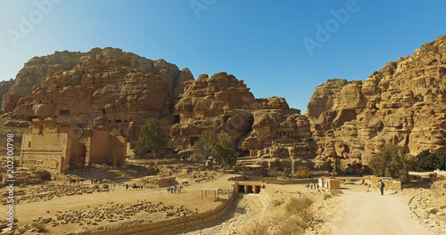 Wadi Rum Desert  Jordan  Middle East-- also known as The Valley of the Moon is a valley cut into the sandstone and granite rock in southern Jordan 60 km to the east of Aqaba