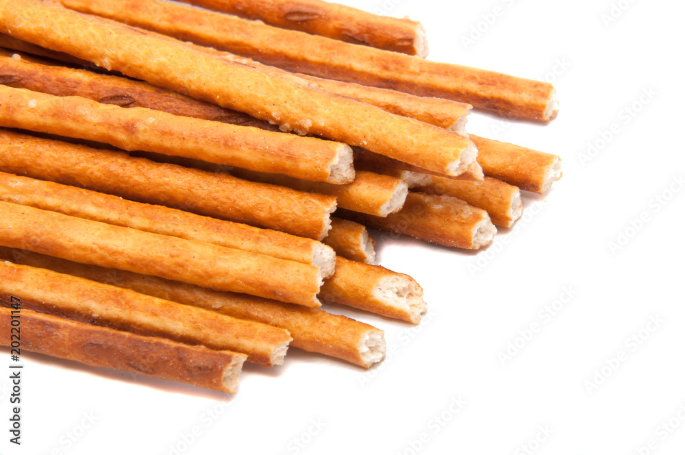 Salty sticks bread snack isolated on the white Salty sticks bread snack isolated on the white