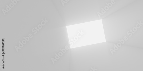 looking up to the sky light abstract futuristic of white space 3d rendering