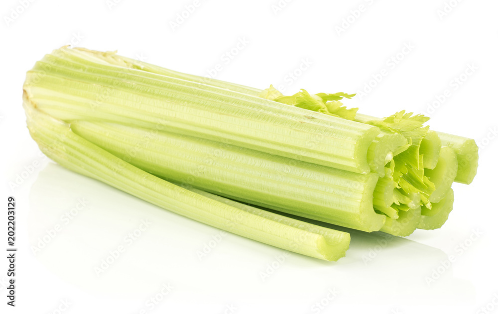 Fresh green celery isolated on white background. Fresh green celery isolated on white background.