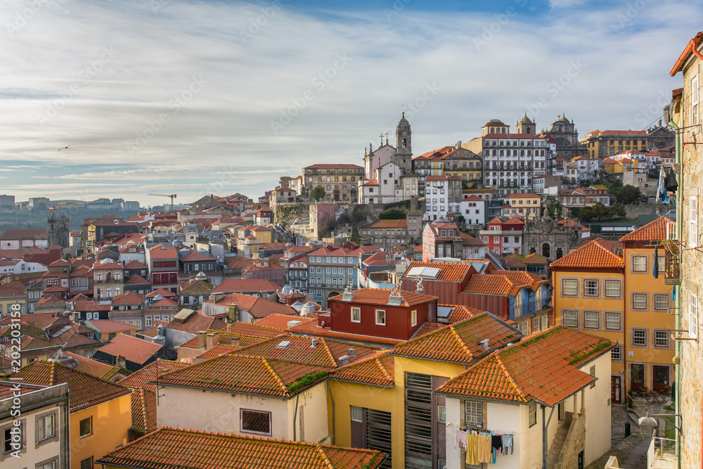 Day view of the old town of Porto, Portugal.