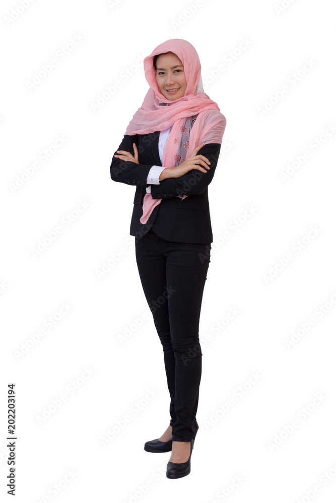 Beautiful modern asian muslim business woman. isolated background with clipping path. Beautiful modern asian muslim business woman. isolated background with clipping path.