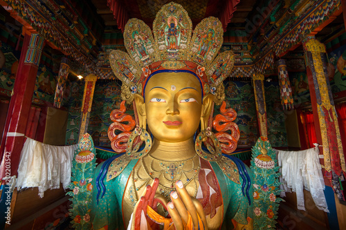 Future Buddha or Maitreya Buddha 28th in Thiksey Gompa Monastery in Ladakh, Northern India
